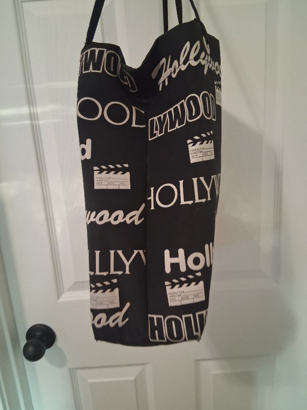 Hollywood Tote Bag - Black/Tan - Hollywood Text Imprint - Vinyl - Picture 3 of 8